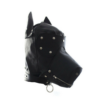Load image into Gallery viewer, Locking Lace-Up Faux Leather Dog Hood Mask
