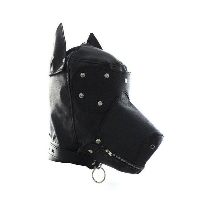 Locking Lace-Up Faux Leather Dog Hood Mask