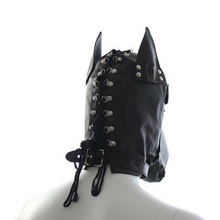 Load image into Gallery viewer, Locking Lace-Up Faux Leather Dog Hood Mask
